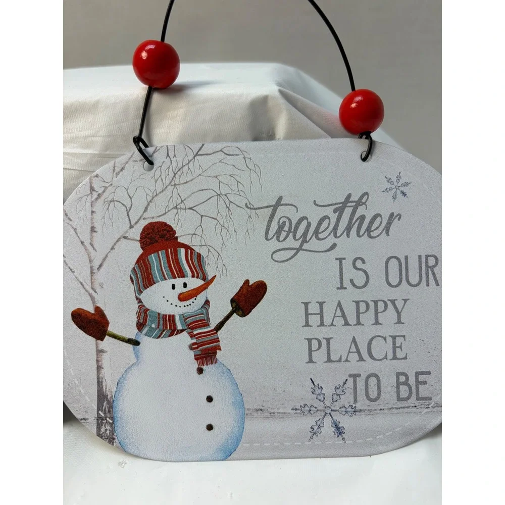 Set of 2 Snowman Christmas metal Wall Hanging Signs Holiday Decor C22244